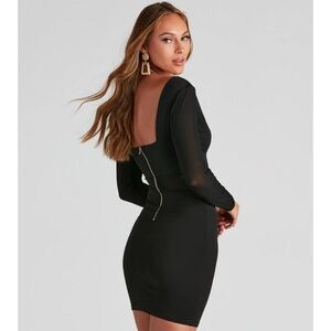 Mesh Detail Mini Dress